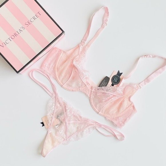 DESIGNER Victoria’s Secret 34C MEDIUM pink bra set - Picture 1 of 7